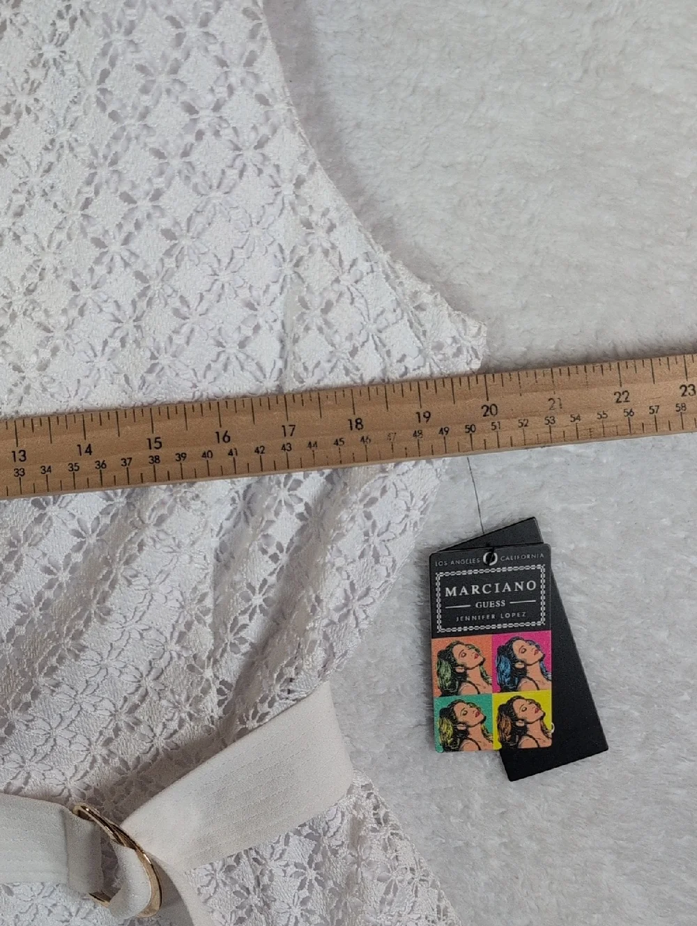 Marciano White Lace Dress with Fabric Belt - Picture 4 of 7